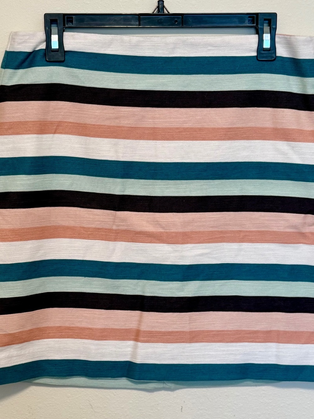 LOFT Outlet Striped A-Line Knit Skirt Size 10 Teal Pink White